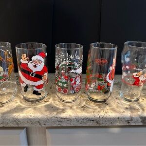Coca Cola Red and White Holiday Glassware Set